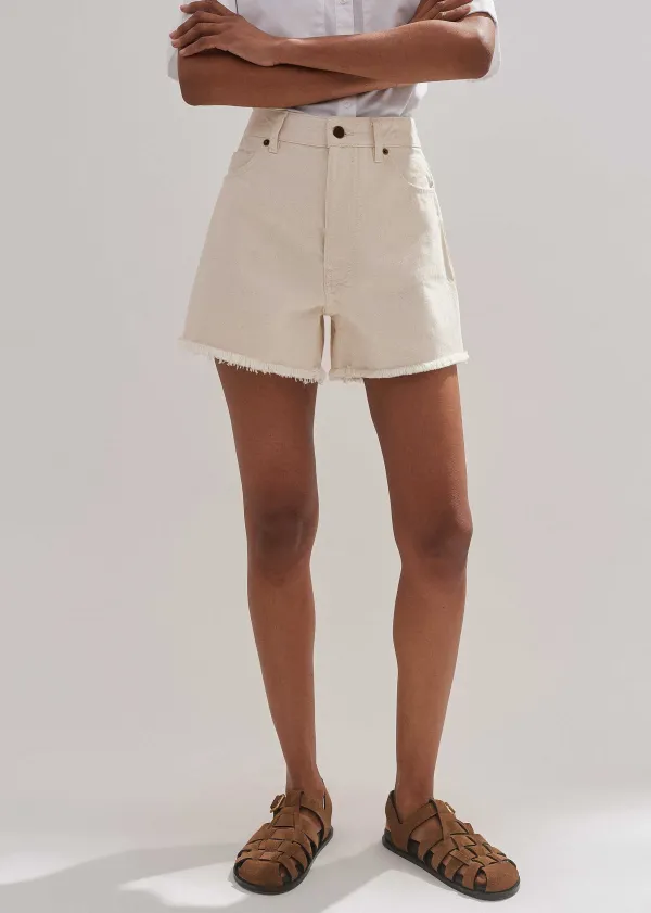 Hot ME+EM Distressed Denim Short Ecru