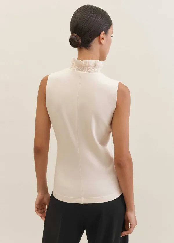New ME+EM Dot Jacquard Pussybow Layering Tank Cream