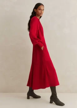 Sale ME+EM Elegant Panelled Midi Dress Scarlet