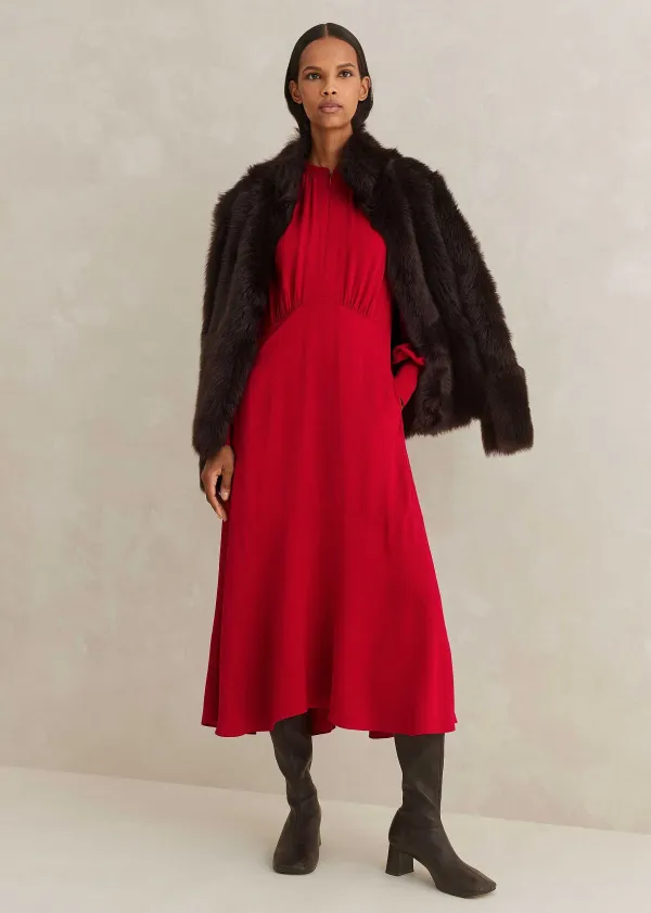 Sale ME+EM Elegant Panelled Midi Dress Scarlet