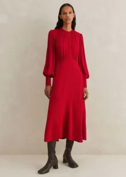 Sale ME+EM Elegant Panelled Midi Dress Scarlet