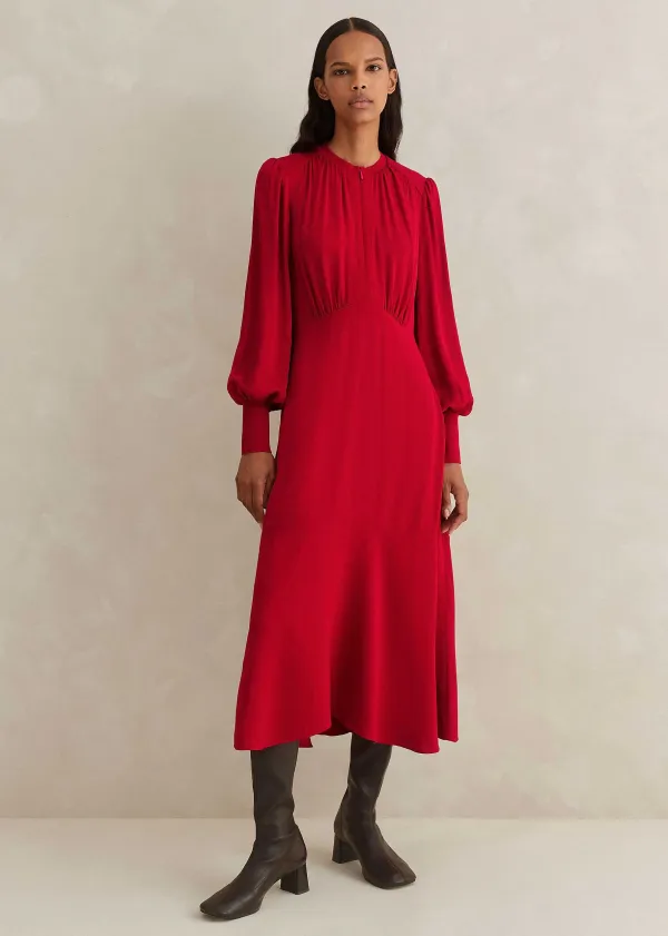 Sale ME+EM Elegant Panelled Midi Dress Scarlet