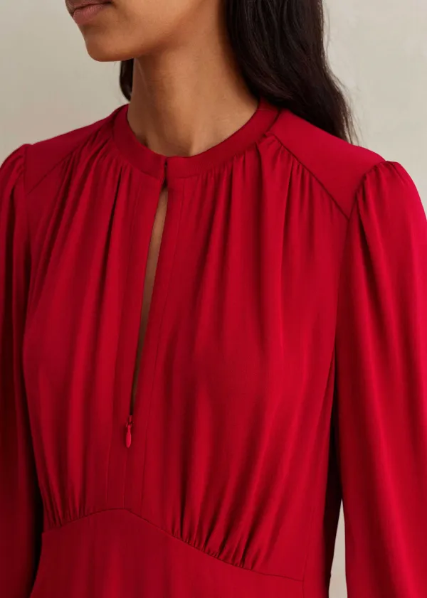 Sale ME+EM Elegant Panelled Midi Dress Scarlet