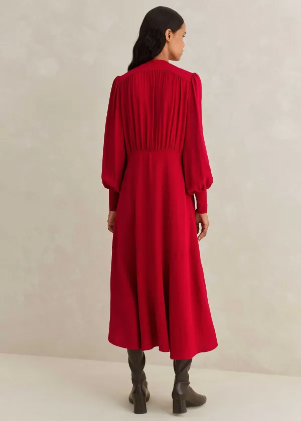 Sale ME+EM Elegant Panelled Midi Dress Scarlet