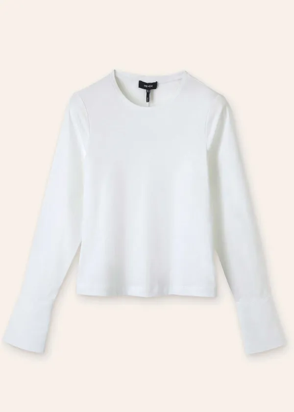 ME+EM Feature Button Crew Neck Layering Shirt Fresh White