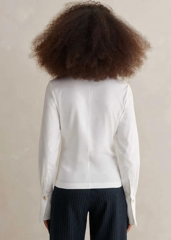 ME+EM Feature Button Crew Neck Layering Shirt Fresh White