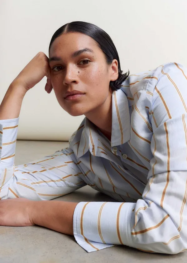 New ME+EM Fine Stripe Shirt Multi Stripe