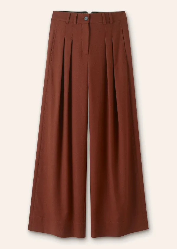 Clearance ME+EM Flannel High-Waisted Wide-Leg Trouser Pecan
