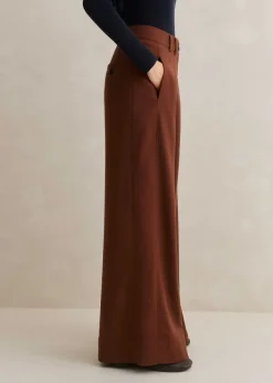 Clearance ME+EM Flannel High-Waisted Wide-Leg Trouser Pecan