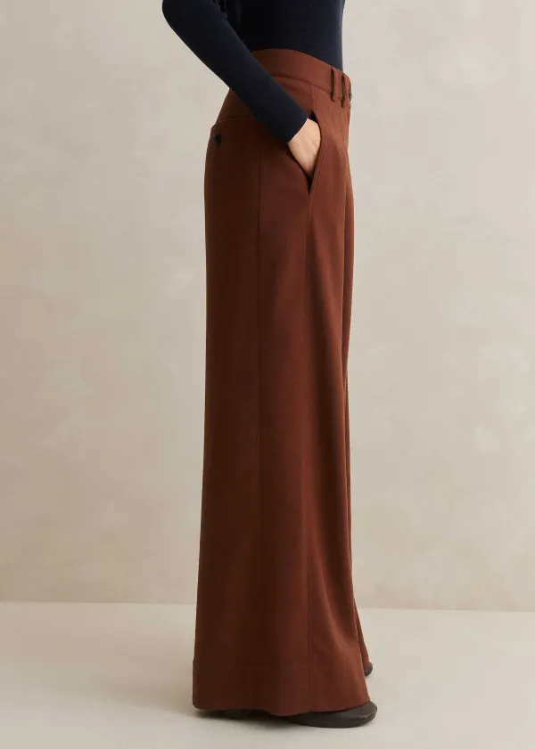 Clearance ME+EM Flannel High-Waisted Wide-Leg Trouser Pecan
