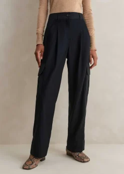 ME+EM Flannel Mix Tapered Cargo Trouser Navy