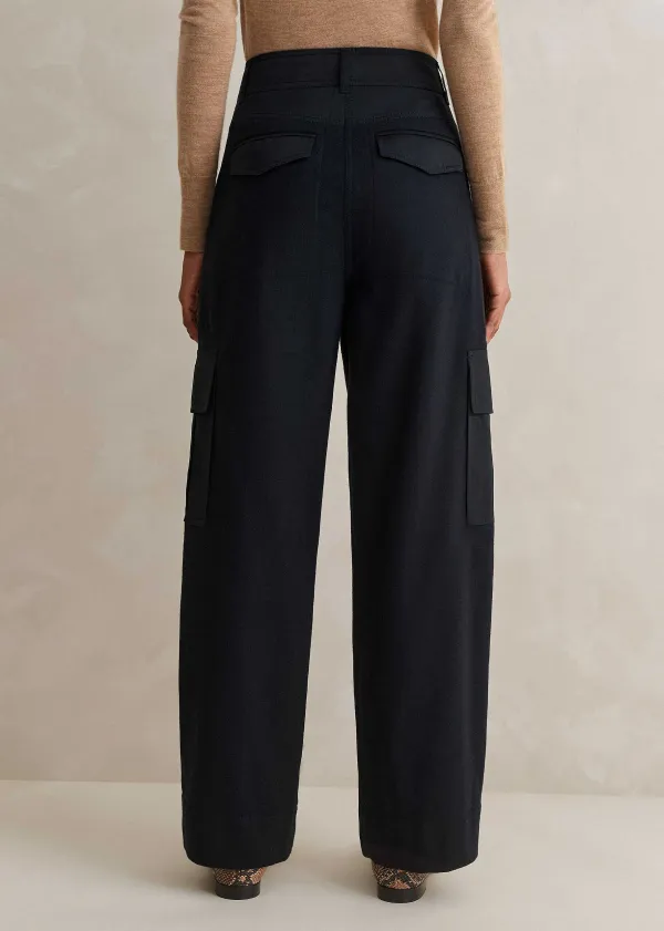 ME+EM Flannel Mix Tapered Cargo Trouser Navy