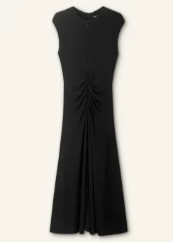 Hot ME+EM Fluid Crepe Cap Sleeve Midi Dress Black