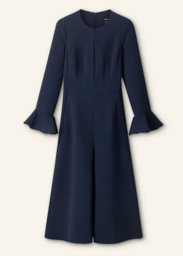 New ME+EM Fluid Crepe Elegant Midi Dress Eclipse