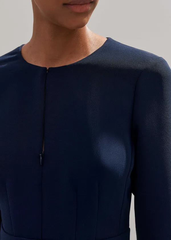 New ME+EM Fluid Crepe Elegant Midi Dress Eclipse