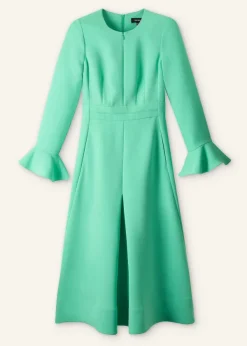 New ME+EM Fluid Crepe Elegant Midi Dress Hot Mint