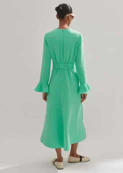 New ME+EM Fluid Crepe Elegant Midi Dress Hot Mint