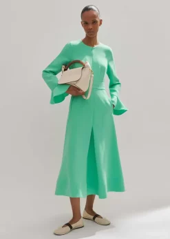 New ME+EM Fluid Crepe Elegant Midi Dress Hot Mint