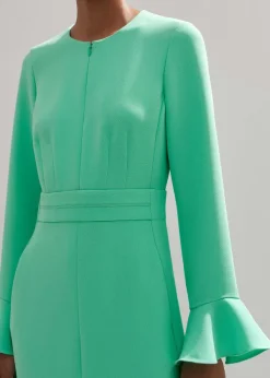 New ME+EM Fluid Crepe Elegant Midi Dress Hot Mint
