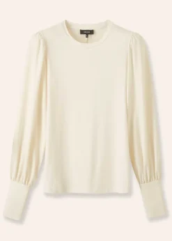 New ME+EM Fluid Satin Crew Neck Layering Blouse Cream