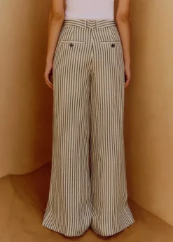 Online ME+EM Fluid Stripe Straight-Leg Trouser Khaki/Cream