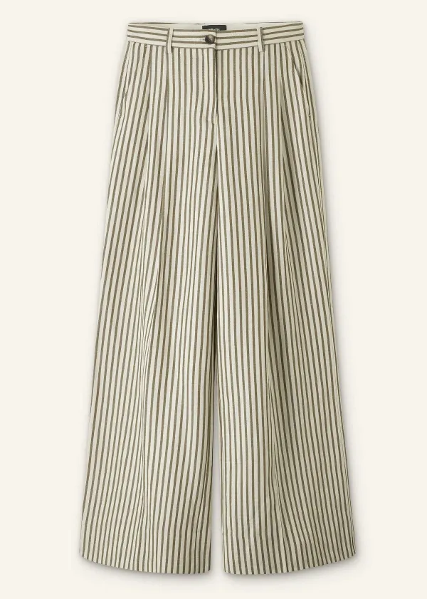 Online ME+EM Fluid Stripe Straight-Leg Trouser Khaki/Cream