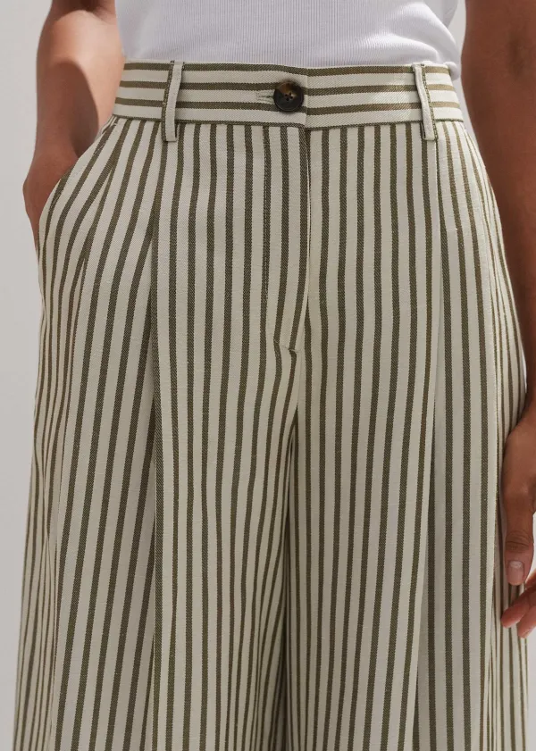 Online ME+EM Fluid Stripe Straight-Leg Trouser Khaki/Cream