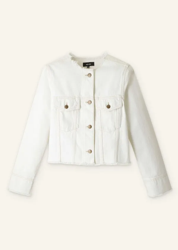Best ME+EM Frayed Edge Denim Crop Jacket White