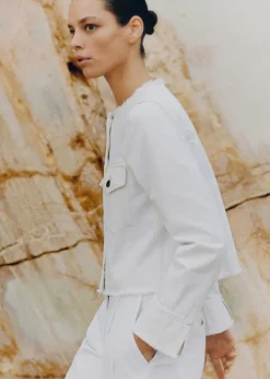 Best ME+EM Frayed Edge Denim Crop Jacket White