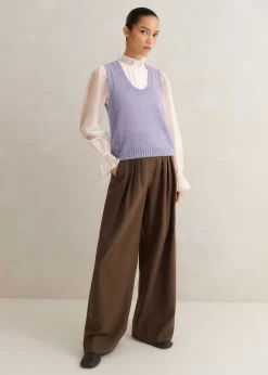 Online ME+EM Frill Neck Scallop Detail Layering Blouse Cream