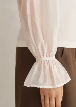 Online ME+EM Frill Neck Scallop Detail Layering Blouse Cream