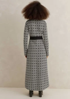 Hot ME+EM Graphic Jacquard Ponte Maxi Dress Black/White