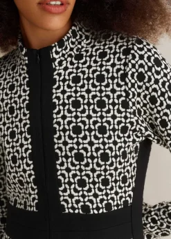 Hot ME+EM Graphic Jacquard Ponte Maxi Dress Black/White