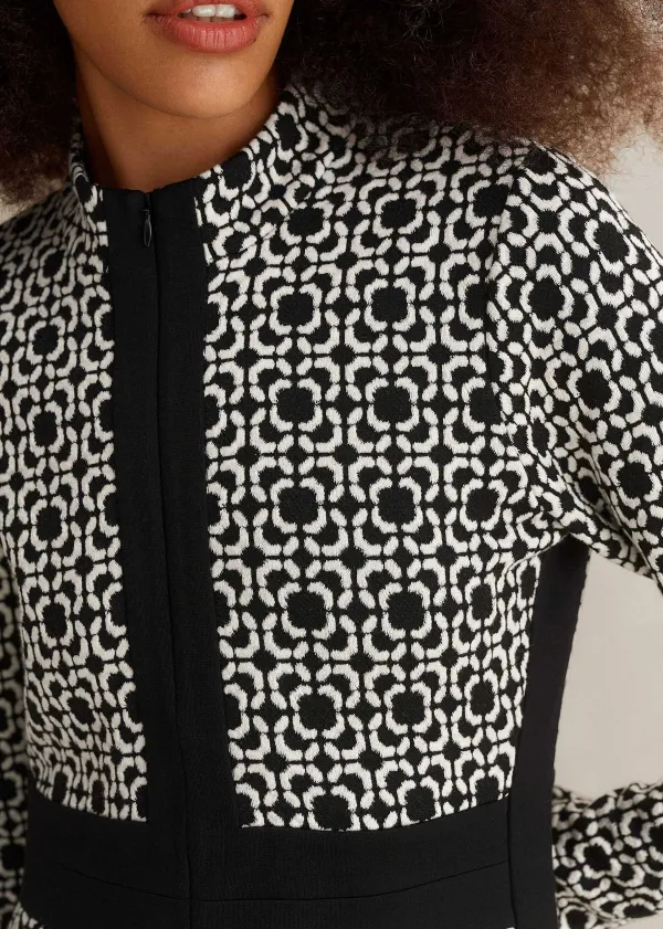 Hot ME+EM Graphic Jacquard Ponte Maxi Dress Black/White