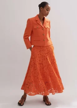 Best ME+EM Guipure Lace Skirt Orange Zing