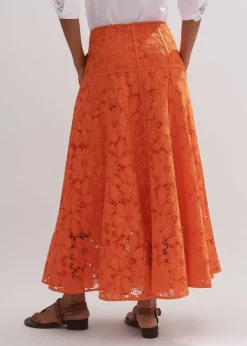 Best ME+EM Guipure Lace Skirt Orange Zing