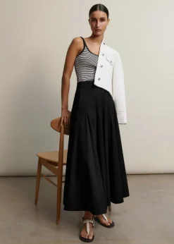 Discount ME+EM Heavy Cotton Sateen Maxi Skirt Black