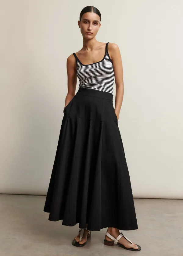 Discount ME+EM Heavy Cotton Sateen Maxi Skirt Black