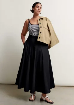 Discount ME+EM Heavy Cotton Sateen Maxi Skirt Black