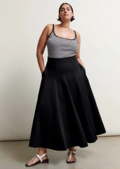 Discount ME+EM Heavy Cotton Sateen Maxi Skirt Black
