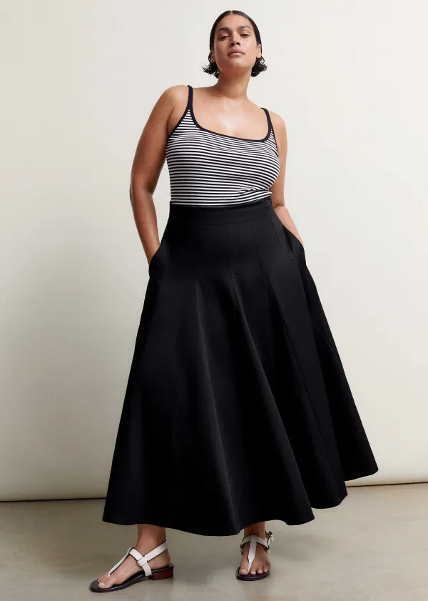 Discount ME+EM Heavy Cotton Sateen Maxi Skirt Black