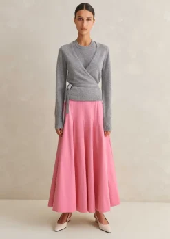 Clearance ME+EM Heavy Cotton Sateen Maxi Skirt Perfect Pink
