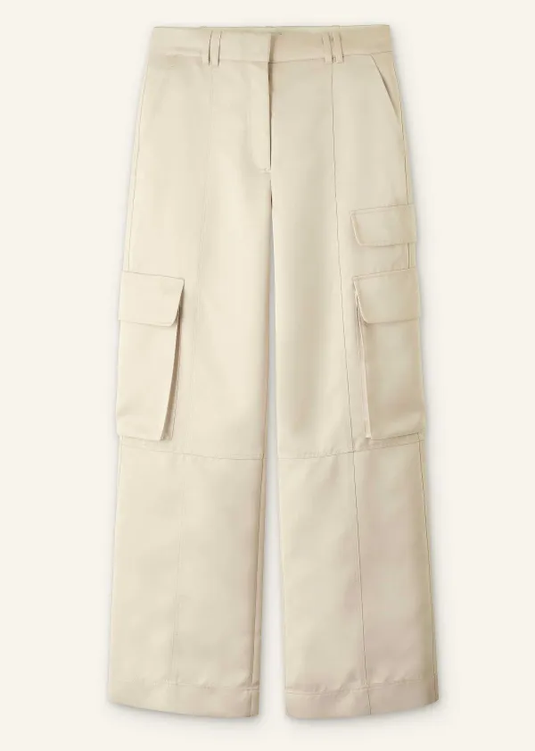 Discount ME+EM Heavy Satin Statement Cargo Trouser Champagne
