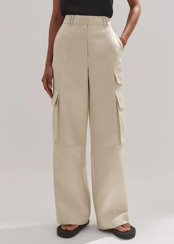 Discount ME+EM Heavy Satin Statement Cargo Trouser Champagne