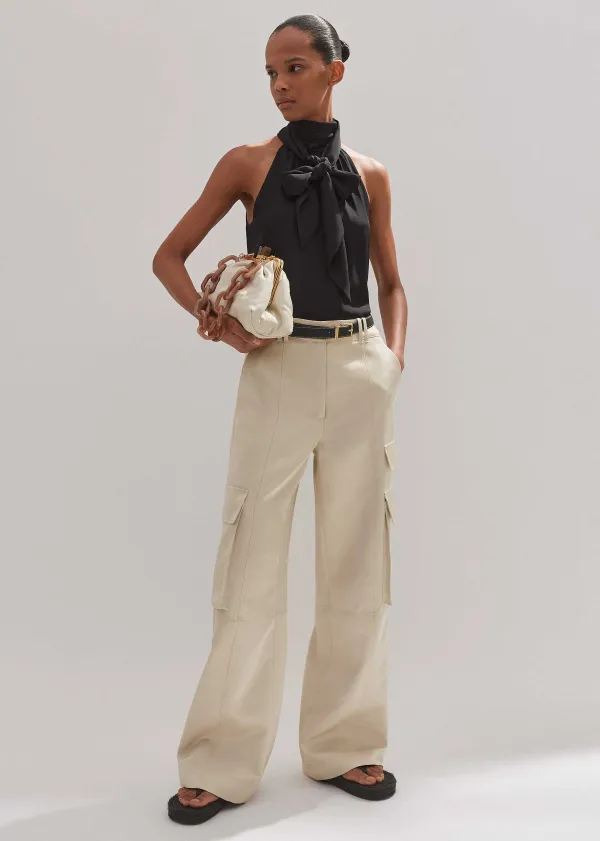 Discount ME+EM Heavy Satin Statement Cargo Trouser Champagne