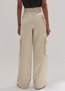 Discount ME+EM Heavy Satin Statement Cargo Trouser Champagne