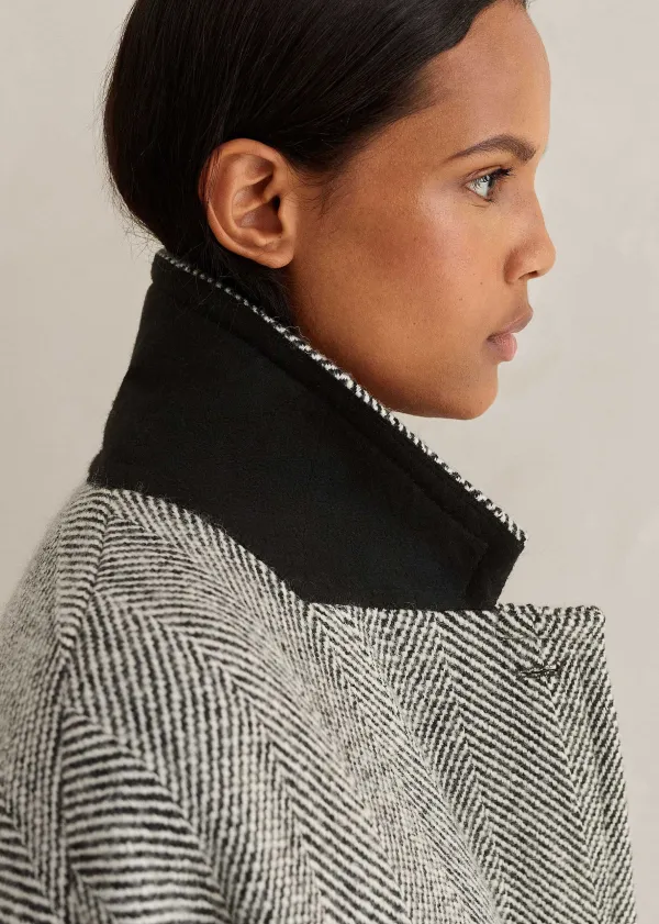 Clearance ME+EM Herringbone Town-To-Country Coat Black/White