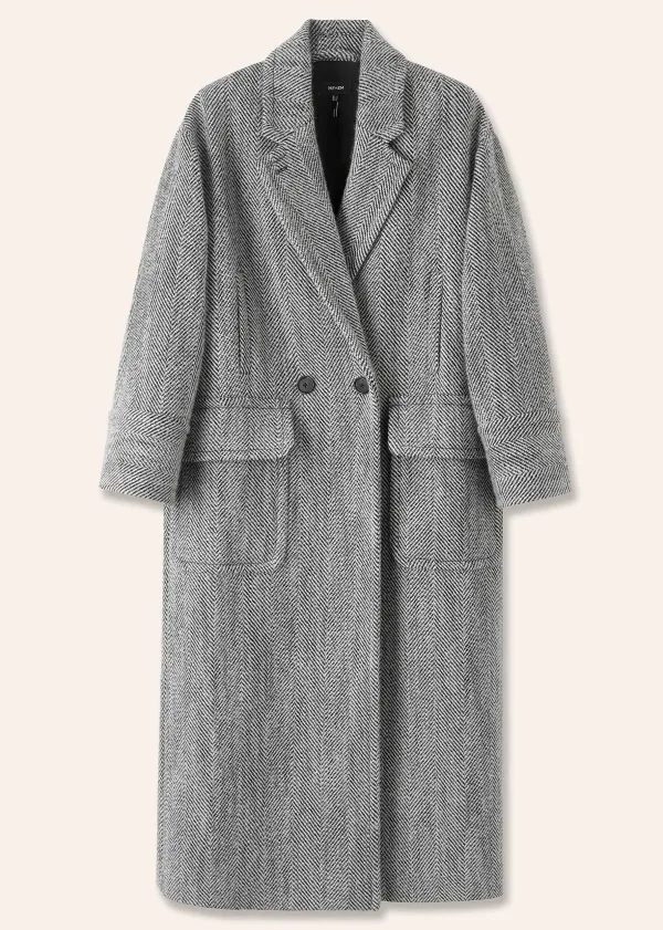 Clearance ME+EM Herringbone Town-To-Country Coat Black/White