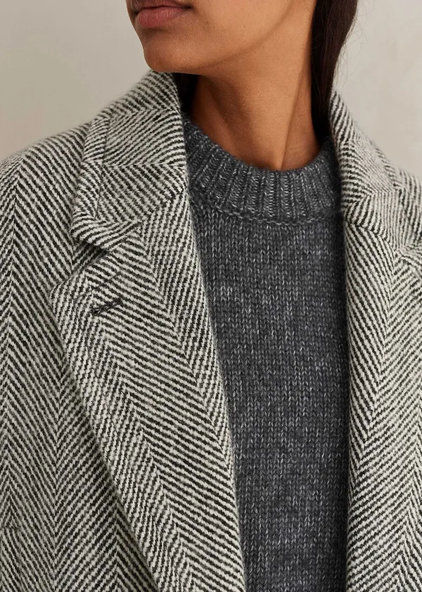Clearance ME+EM Herringbone Town-To-Country Coat Black/White