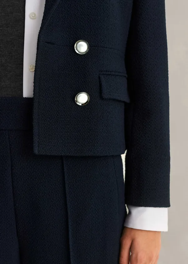 New ME+EM High Waisted Slim Cropped Trouser Suit Blue